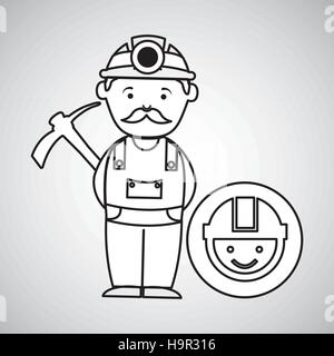mine worker pickaxe with face icon vector illustration eps 10 Stock Vector