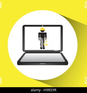 under construction web page worker paint roller vector illustration eps 10 Stock Vector