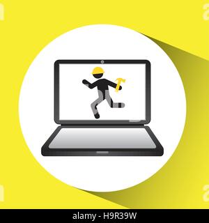 under construction web page worker hammer vector illustration eps 10 Stock Vector