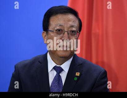 Berlin, Germany. 25th Nov, 2016. Chinese Deputy Minister of Education Hao Ping is photographed at the German Chancellery in Berlin, Germany, 25 November 2016. Photo: Rainer Jensen/dpa/Alamy Live News Stock Photo