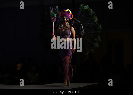 Kathmandu, Nepal. 25th Nov, 2016. A Nepalese model catwalk on the runway presenting a designers creation during the Incantevole Creazione, a graduation fashion show of Namuna College held in Kathmandu, Nepal on Friday, November 25, 2016. Credit:  Skanda Gautam/ZUMA Wire/Alamy Live News Stock Photo