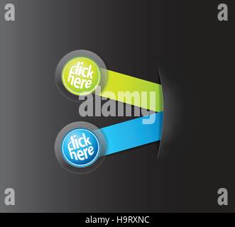 Set of two horizontal labels hiding in paper pocket - dark version. Stock Vector