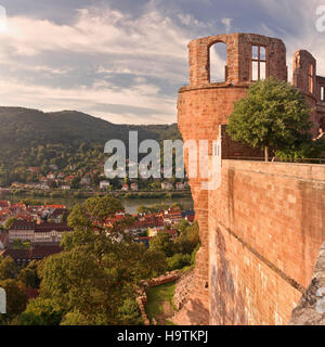 View from the castle over the Neckar River in Heidelberg, Baden-Württemberg, Germany Stock Photo