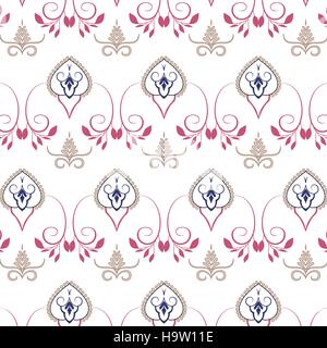 Village floral folk pattern of interwoven flowers and leaves. Stock Vector