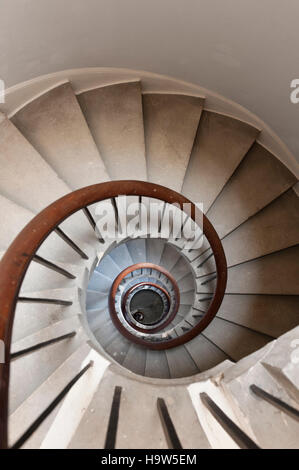 Spiral Staircase to the basement at Attingham Park, Shropshire. Stock Photo