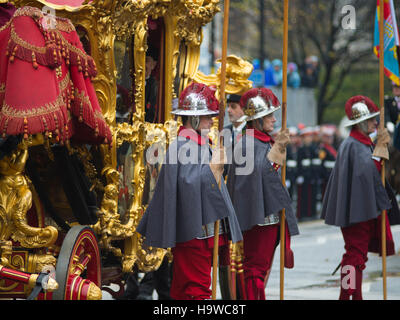 The Lord Mayors Show 2016 in the City of London, the worlds largest unrehearsed procession celebrating his first day in office. Stock Photo
