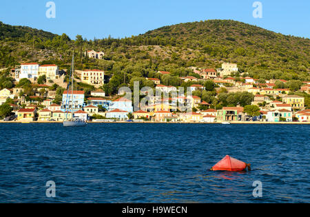 traditional houses in Vathy Ithaca island Greece Stock Photo