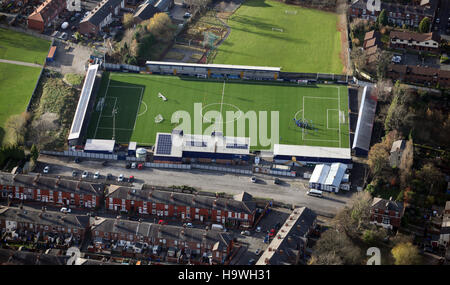 Aerial Drone View of Hyde Cheshire Manchester , Hyde United Stadium ...