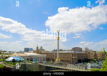 View of the Maydan Nezalezhnosti. Independence square in capital of Ukraine - Kiev Stock Photo