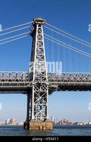 One of the pillars of Williamsburg Bridge in Manhattan, New York City Stock Photo
