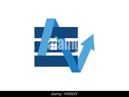 real estate, finance, logo, arrow, house, letter A, E, N elements concept company icon,abstract corporate business symbol vector Stock Vector