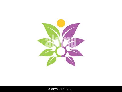 abstract tree plant beauty spa logo, beautiful concept wellness human health symbol icon design vector template Stock Vector