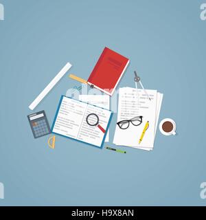 Education process illustration. Online or home learning concept. Stock Vector