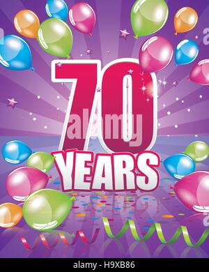 70 years birthday card full vector elements Stock Vector