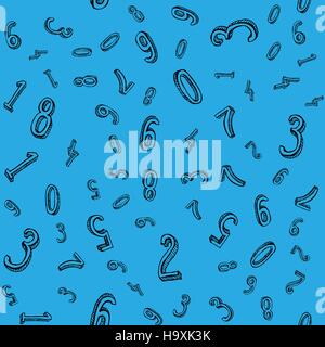 Seamless background with hand draw numbers, pattern for school theme Stock Vector