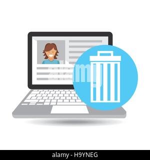 laptop social profile e-wasted vector illustration eps 10 Stock Vector