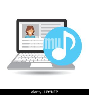 laptop social profile music icon vector illustration eps 10 Stock Vector