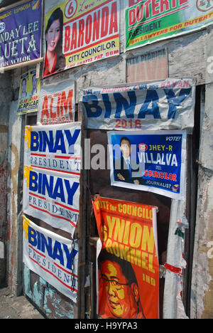 Election time in Philippines 2016, campaign poster on a wall in Ilo Ilo, Philippines, Stock Photo