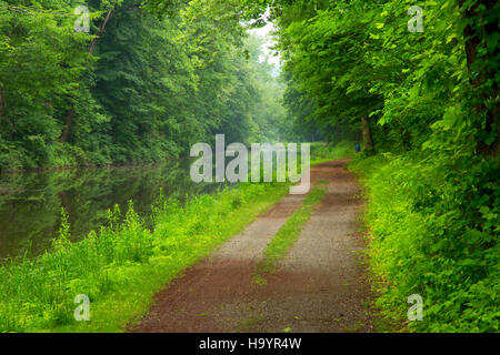 Delaware River Canal towpath, Delaware River Canal State Park, Washington Crossing Historic Park, Pennsylvania Stock Photo