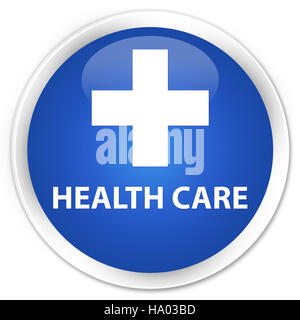 Health care (plus sign) isolated on premium blue round button abstract illustration Stock Photo