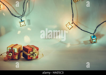 Ornament and Christmas items decorate for the holy night. Merry xmas and happy new year night light. Stock Photo