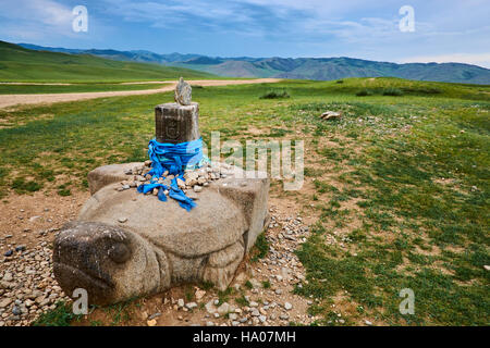 Mongolia, Ovorkhangai, Kharkhorin, Orkhon valley, Unesco world heritage, sacred turtle Stock Photo