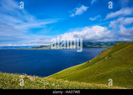 Mongolia, Arkhangai province, Khorgo National Parc, Khorgo vulcano, Terkhiin Tsagaan Nuur lake Stock Photo