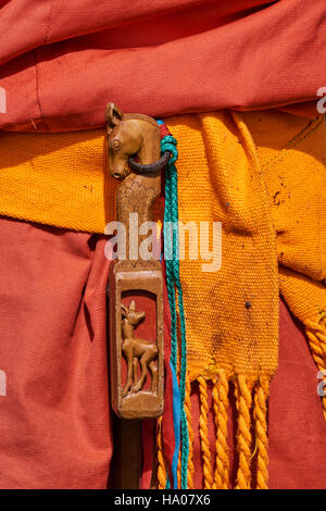 Mongolia, Bayankhongor province, traditional belt, a brush for the horse Stock Photo