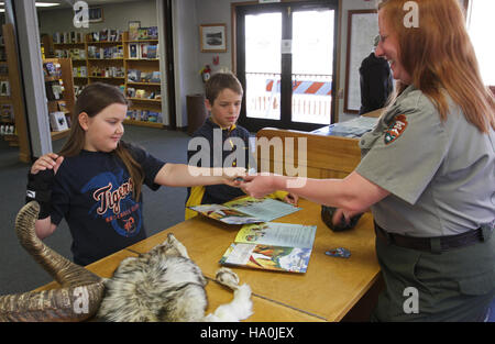 Junior rangers Yellowstone Yellowstone National Park visitor activities Stock Photo