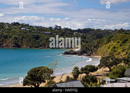 Beach side view of an Island of the coast of Auckland New Zealand Stock Photo