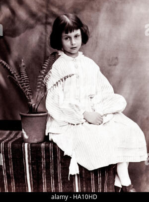 Alice Liddell (1852-1934) aged 7, inspiration for Alice's Adventures in Wonderland by Lewis Carroll, photograph by Charles Lutwidge Dodgson (aka Lewis Carroll) in 1860.