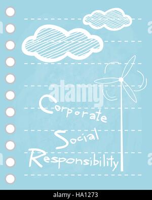 Business Concepts, Blue Paper with CSR Abbreviation or Corporate Social Responsibility Achieve Notes. Stock Vector