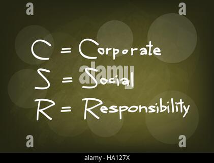 Business Concepts, CSR Abbreviation or Corporate Social Responsibility on A Green Chalkboard. Stock Vector