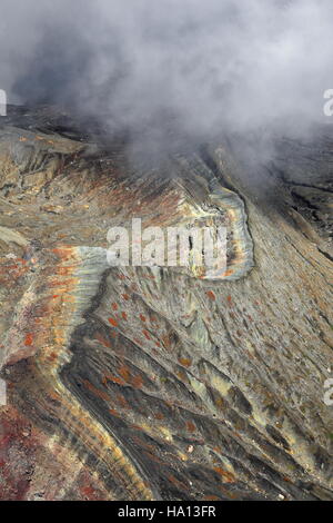 Aso san-mount largest active volcano in Japan-among the world largest. 25 kms.N-S and 18 kms.E-W and 120 kms.circumference caldera and 1592 ms.high. Stock Photo