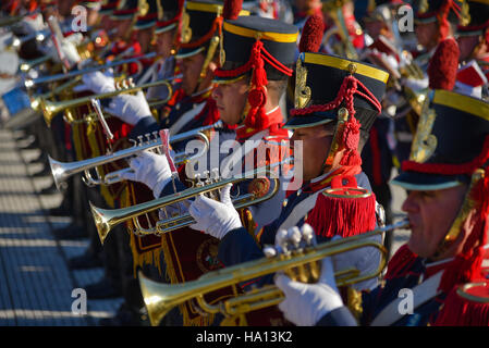 Buenos Aires, Argentina. 22 Aug, 2016: Members of the Argentine military band at the Plaza San Martin. Stock Photo
