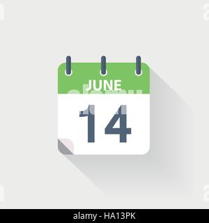 14 june calendar icon on grey background Stock Vector