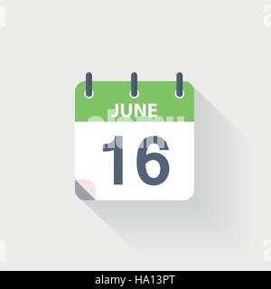 16 june calendar icon on grey background Stock Vector