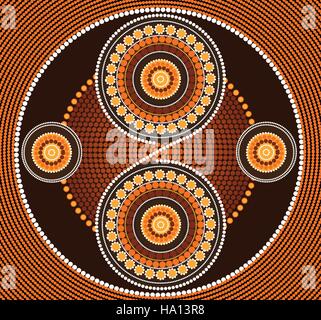 Aboriginal art vector design. Illustration based on aboriginal style of dot painting Stock Vector