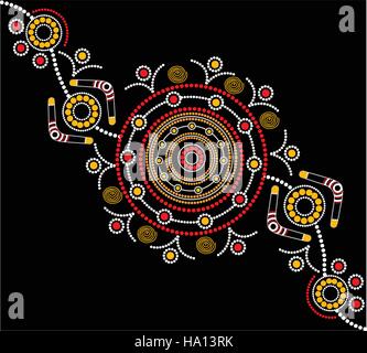 Illustration based on aboriginal style of dot painting Stock Vector ...