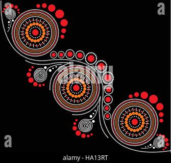 Illustration based on aboriginal style of dot painting. Stock Vector