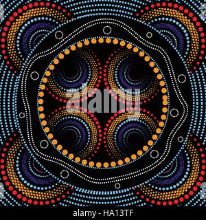 Illustration based on aboriginal style of dot painting. Stock Vector