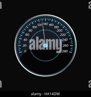 Speedometer on a black background. Blue scale Stock Vector