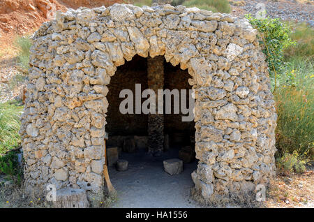 Stone-age homo sapiens old house on Crete island Stock Photo