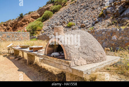 Old oven of stone age on Crete island, Greece Stock Photo