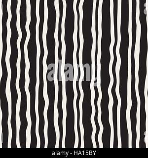 Vector Seamless Black and White Hand Drawn Vertical Stripes Pattern Stock Vector
