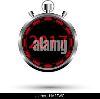 a stopwatch on a white background with numbers 2017 Happy New Year Stock Vector