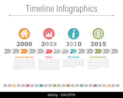 Timeline infographics design with arrows, workflow or process diagram ...