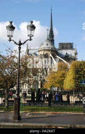 Paris, France - 17 December 2002: People walking in front of the cathedral Notre Dame at Paris on France Stock Photo