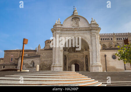 Entrance of the cathedral in Tarazona, Spain Stock Photo