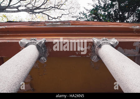 Columns of a classical old temple and vegetation Stock Photo